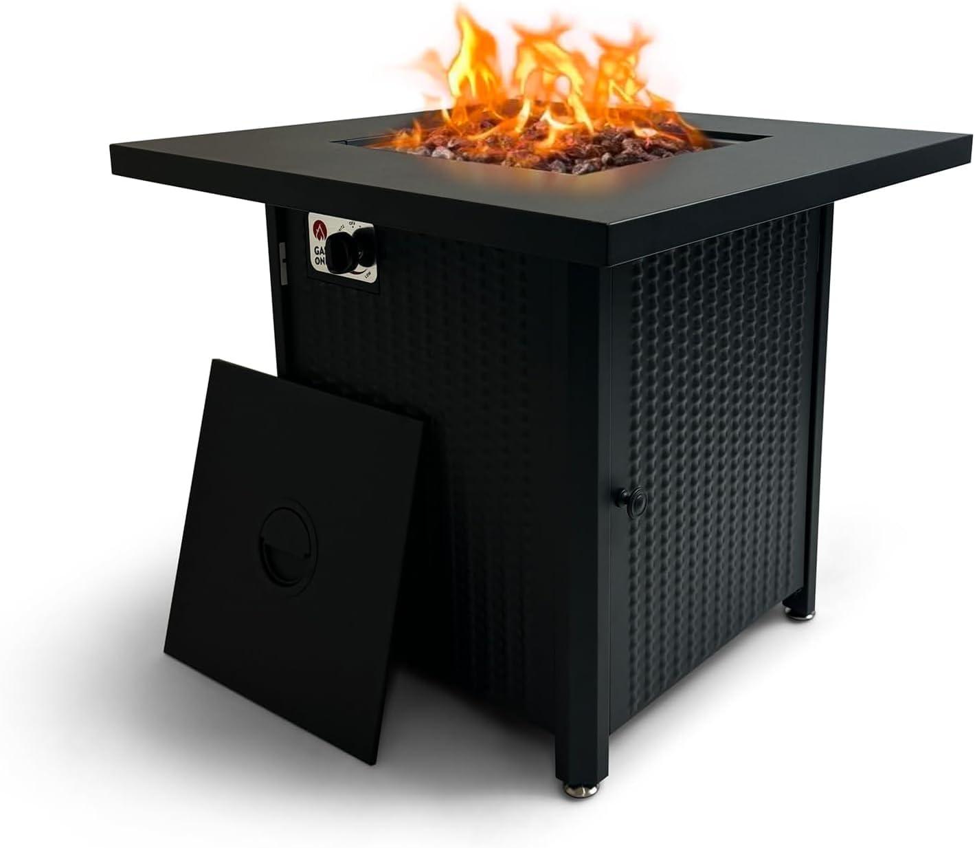 28-Inch Black Powder Coated Gas Fire Pit Table