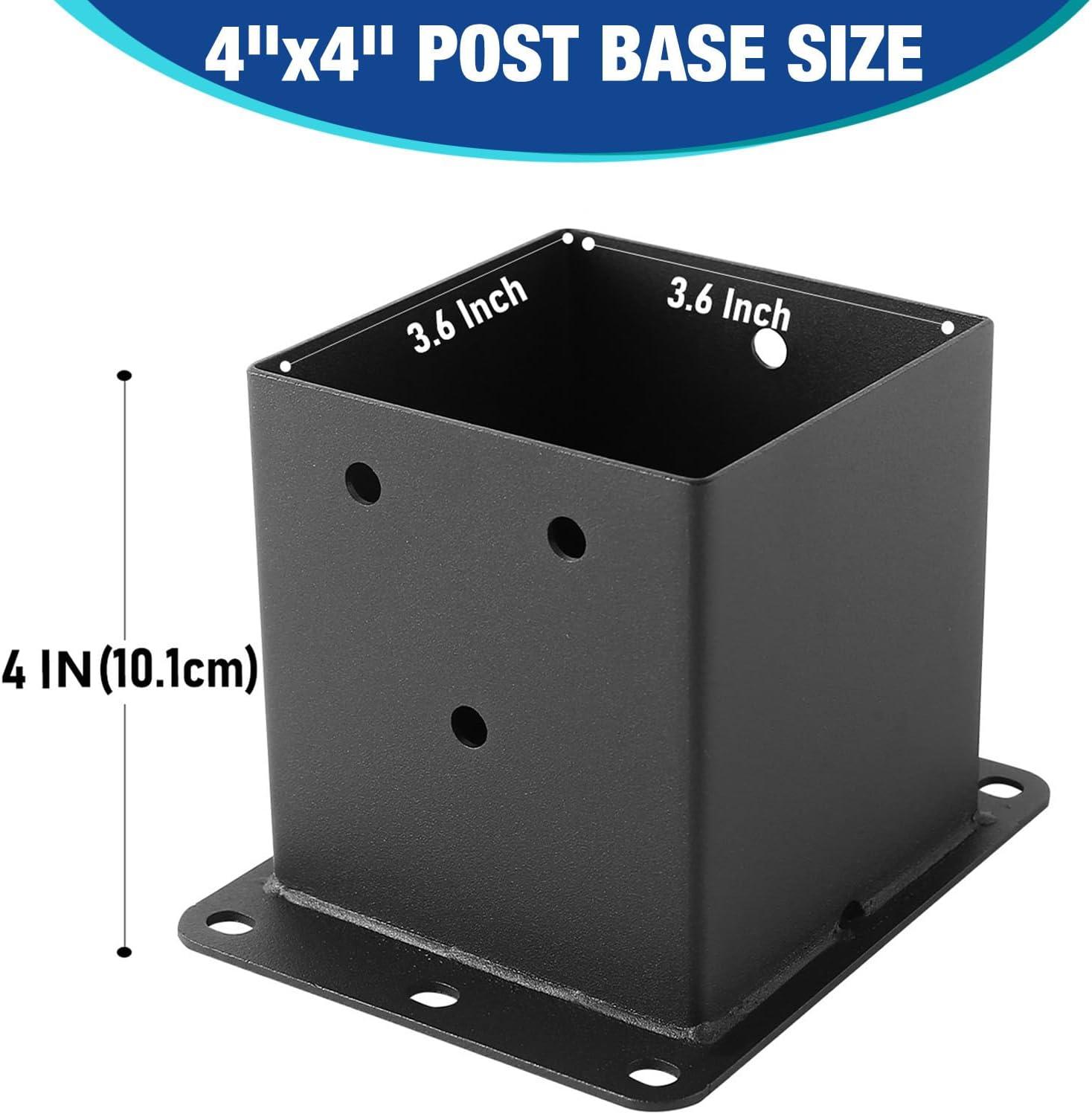 Heavy Duty Black Metal 4x4 Deck Post Base Brackets