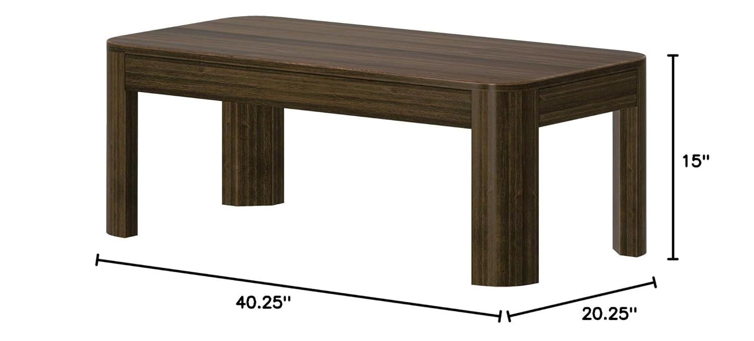 Plank+Beam Solid Wood Forma Coffee Table, 54" Modern Coffee Table with Storage Shelf, Walnut