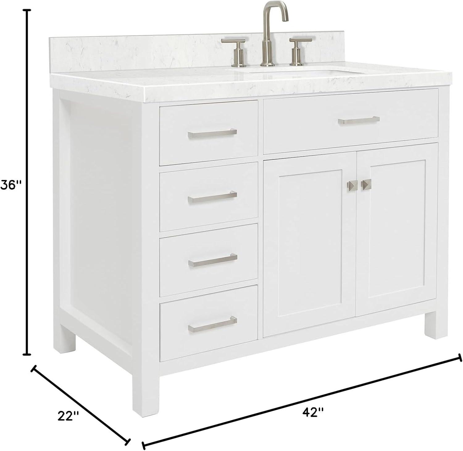 Ariel H036slcqrvo Bristol 36" Free Standing Single Basin Vanity Set - White