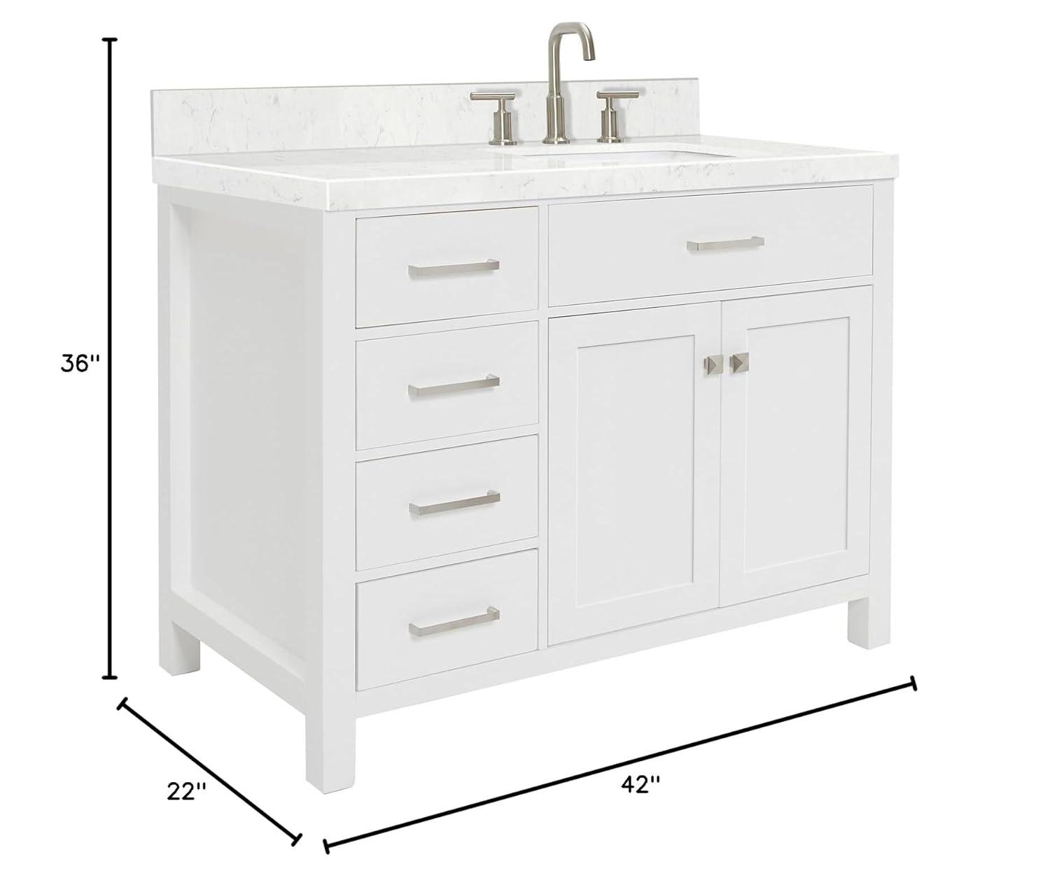 Ariel H036slcqrvo Bristol 36" Free Standing Single Basin Vanity Set - White