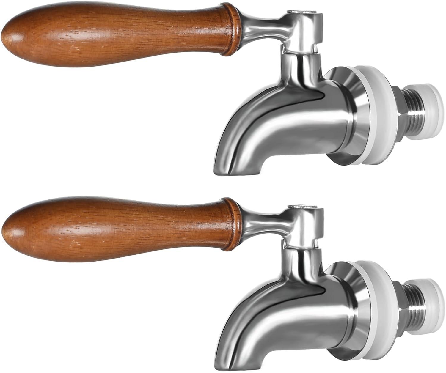 Polished Stainless Steel Beverage Dispenser Replacement Spigot Set