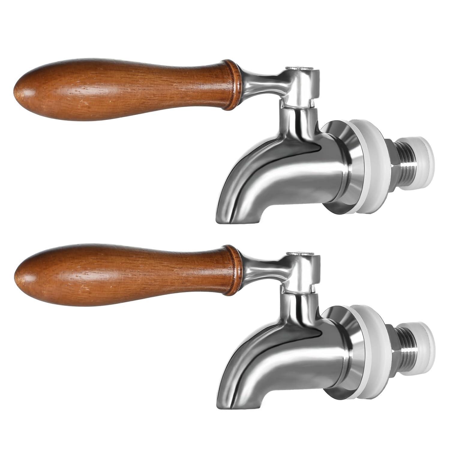 Polished Stainless Steel Beverage Dispenser Replacement Spigot Set