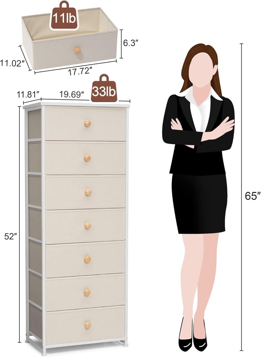 Crestlive Products 7 Drawers dresser for bedroom Chest Furniture Storage Tower Organizer Unit for Bedroom Beige