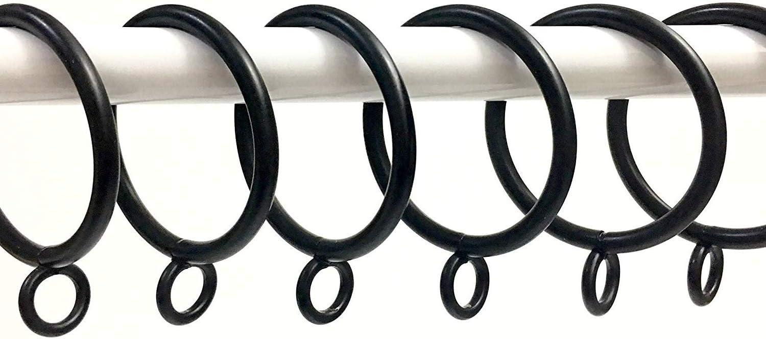 Black Metal Curtain Rod Rings with Eyelets, 1.5 Inch, Pack of 14