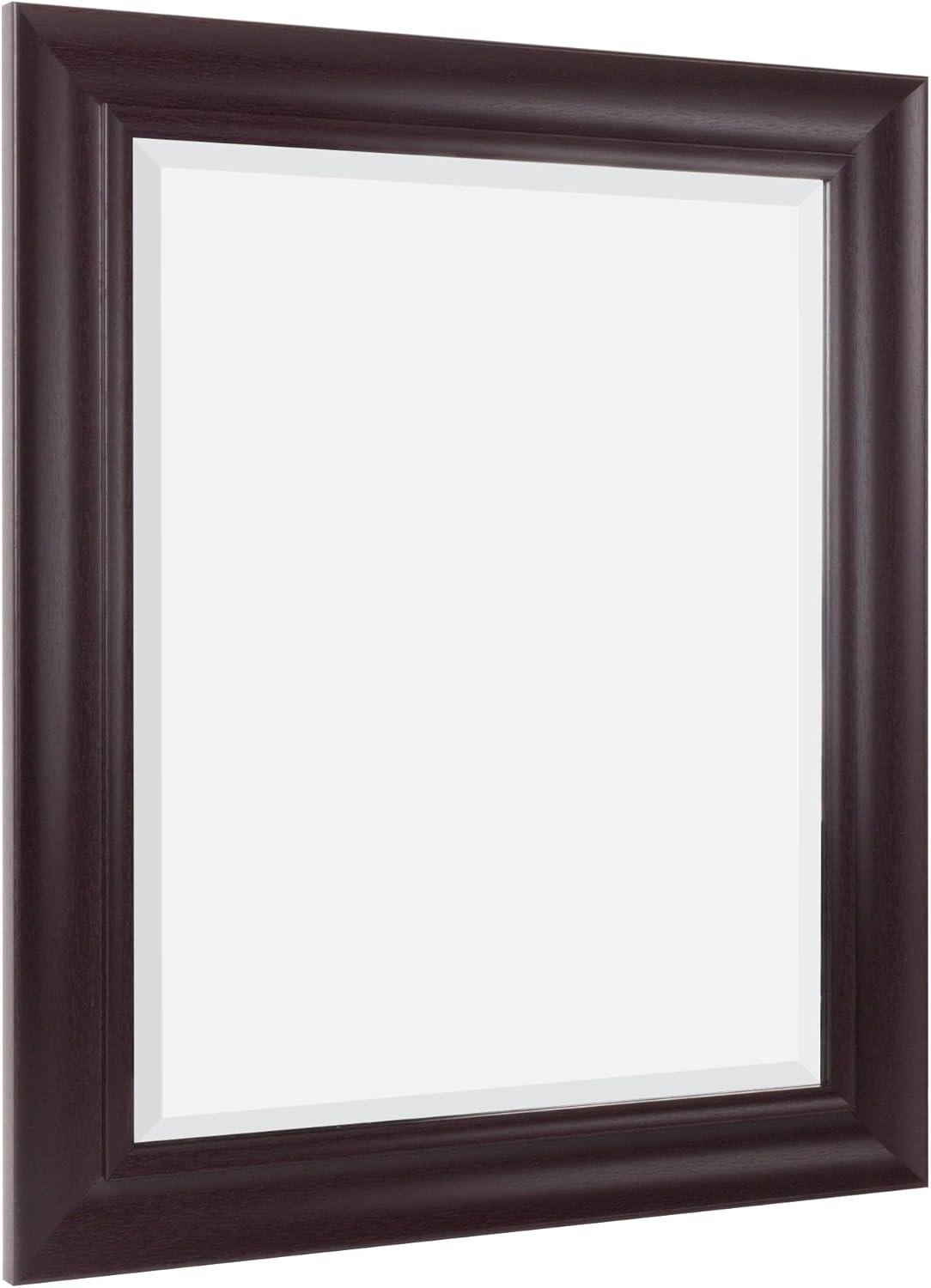 Espresso Brown Beveled Rectangular Vanity Mirror