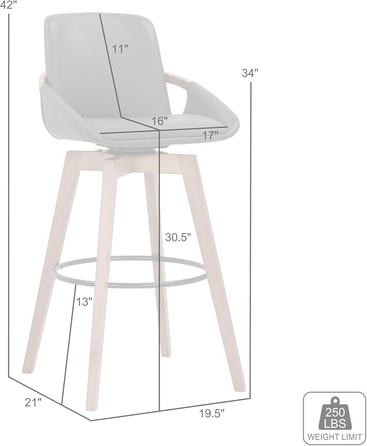 Cream Faux Leather and Walnut Wood Swivel Bar Stool