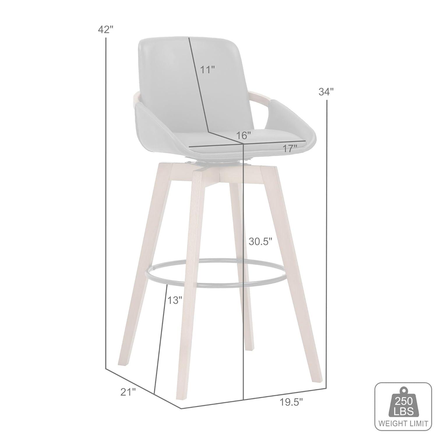 30" Baylor Faux Leather Wood Swivel Barstool Gray/Black - Armen Living