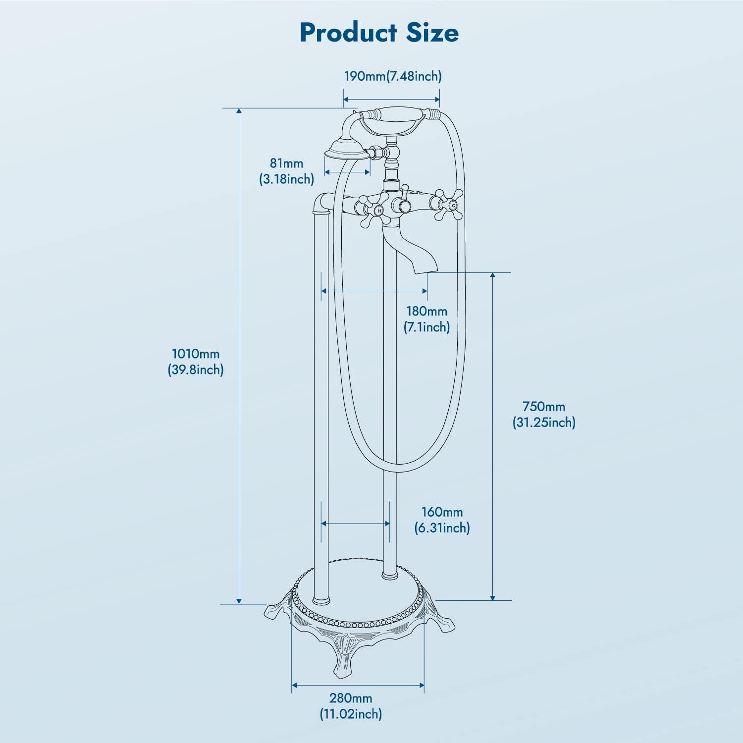 Oil Rubbed Bronze Freestanding Bathtub Faucet with Handheld Shower