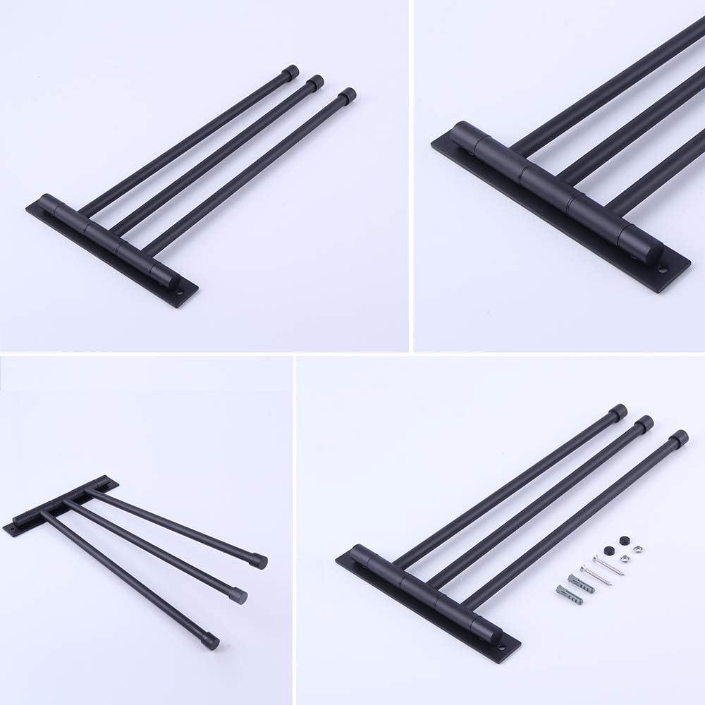 Matte Black Stainless Steel 3-Bar Swing Arm Towel Rack