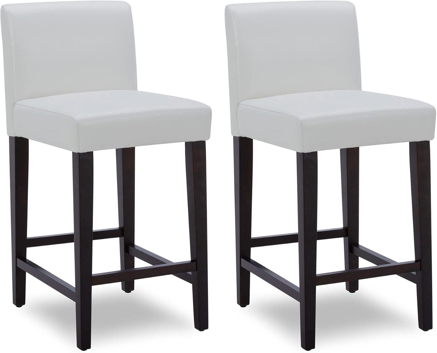 CHITA 25 inch Bar Stools Set of 2, Faux Leather in White