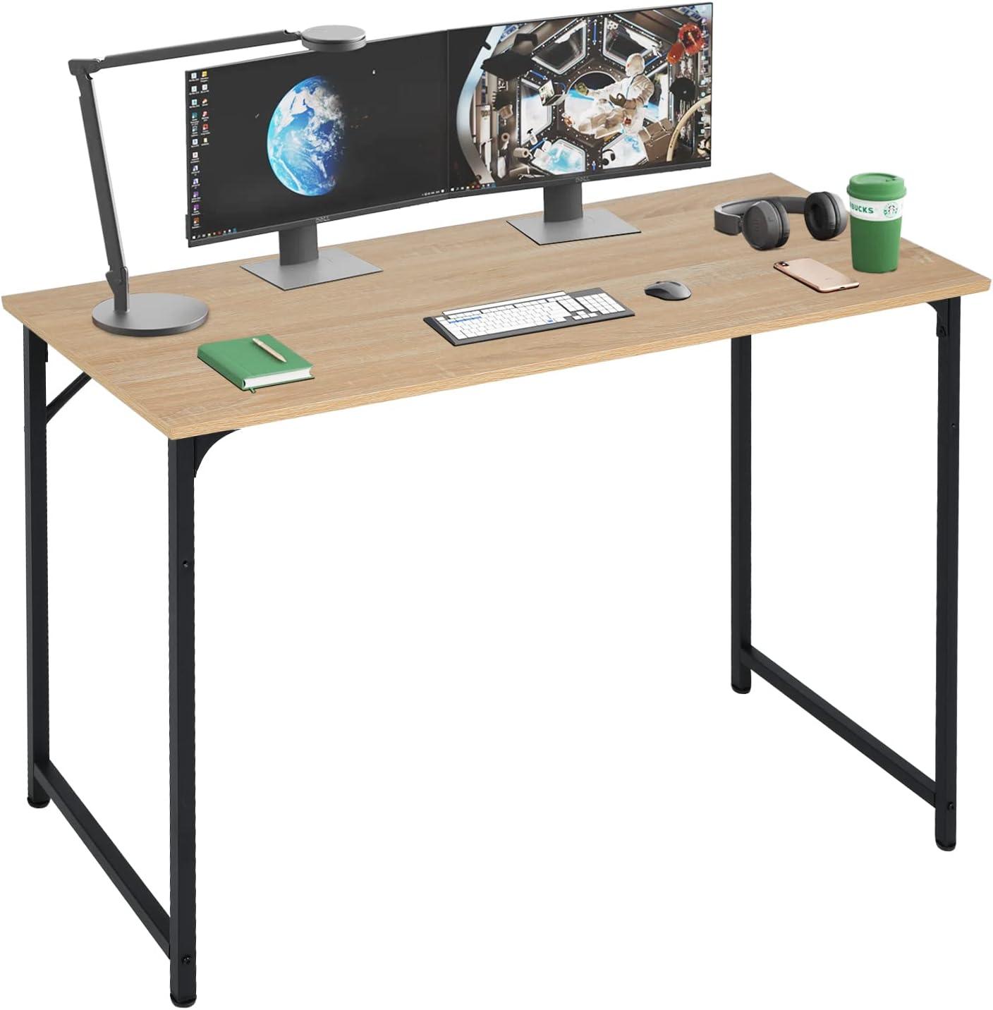 FDW Computer Desk 47 inch Length Study Writing Table, Adjustable feet, Modern Furniture for Home Office, Nature
