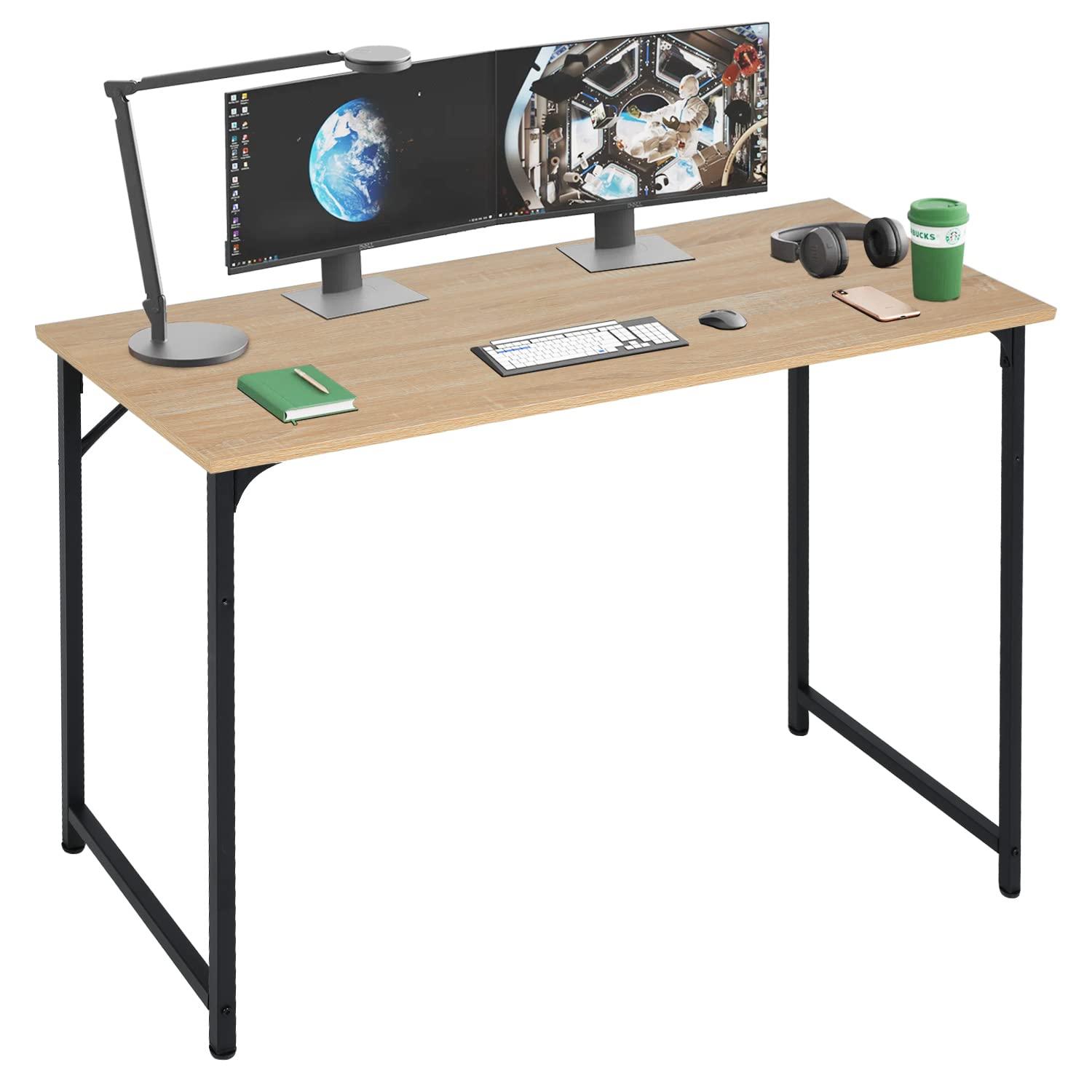 FDW Computer Desk 47 inch Length Study Writing Table, Adjustable feet, Modern Furniture for Home Office, Nature