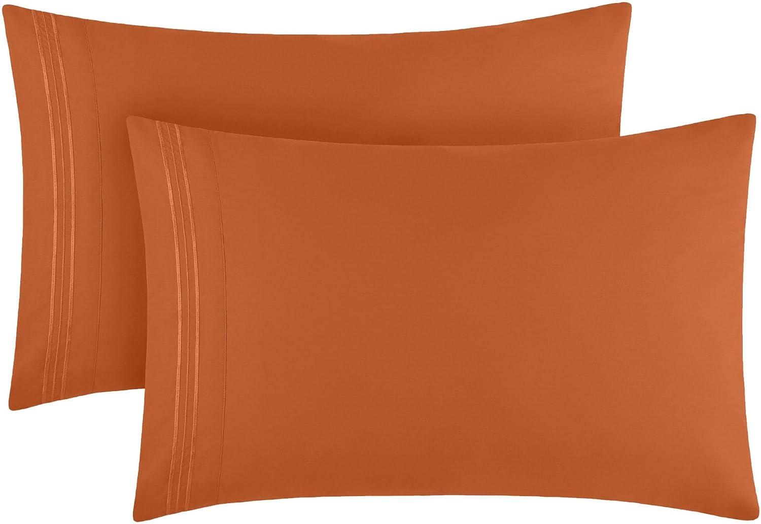 Mellanni Microfiber Pillowcases with Envelope Closure, Standard / Queen, Terracotta, 2 Count