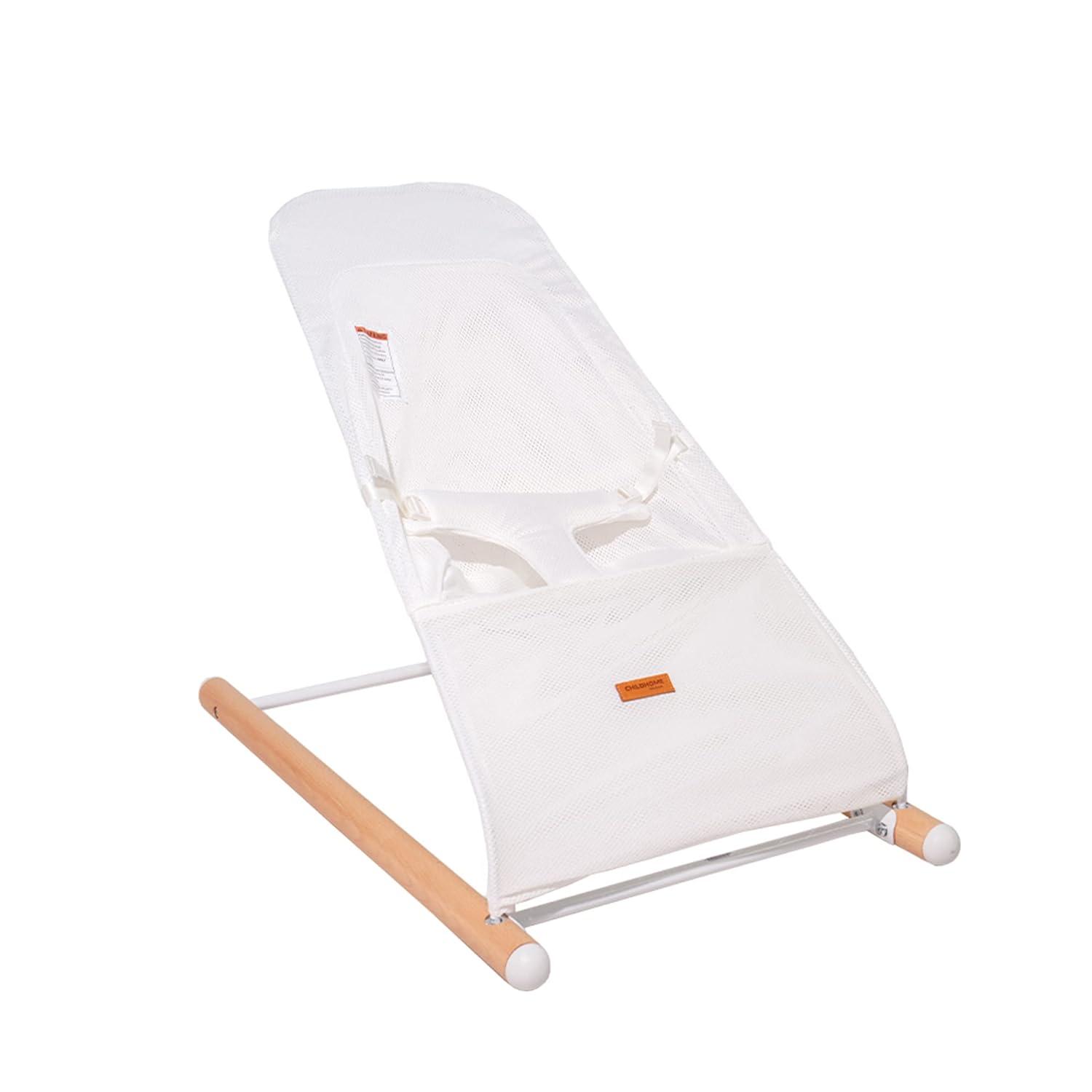 White Beechwood and Mesh Baby Bouncer Lounger