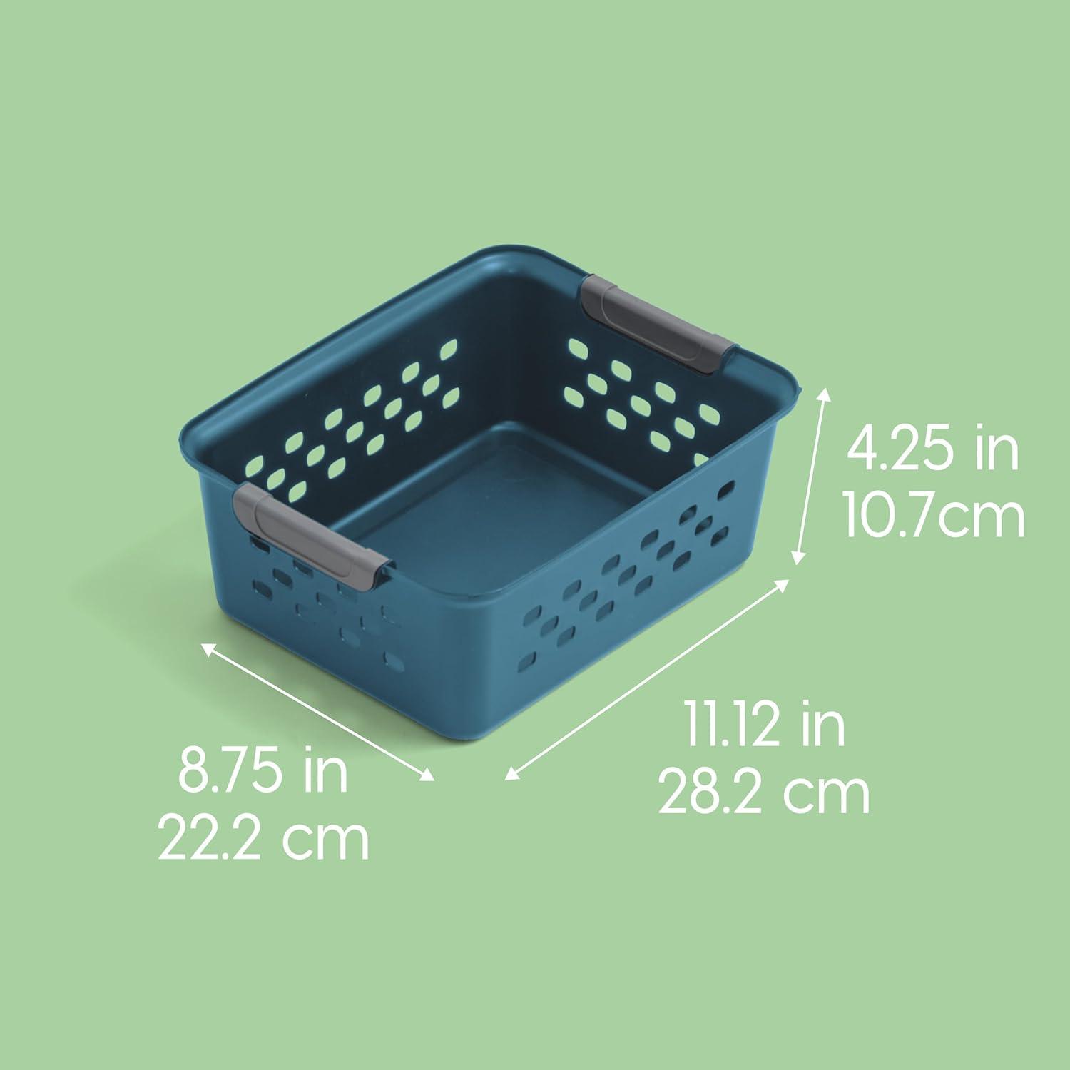 IRIS USA Plastic Storage Basket, Shelf Basket Organizer for Pantries