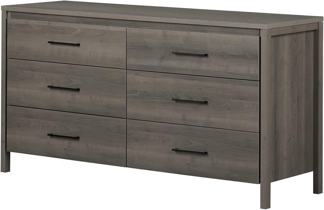 South Shore Gravity 2 Drawer Nightstand Natural Ash: Contemporary Bedside Storage, Laminate Surface