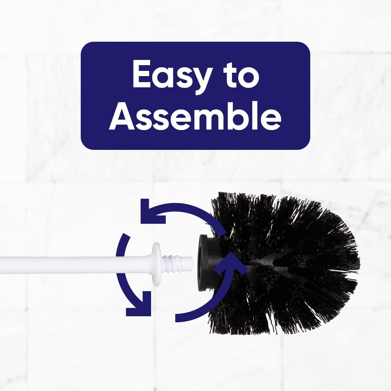 Modern Toilet Brush and Holder, White Toilet Bowl Scrub Brush with Storage Caddy, Bathroom Cleaner. by Superio