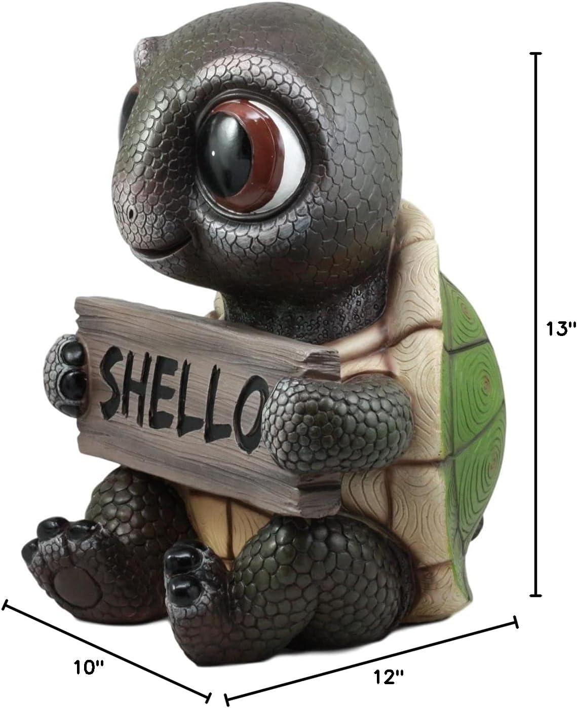 Large Painted Resin Baby Turtle Welcome Sign Statue