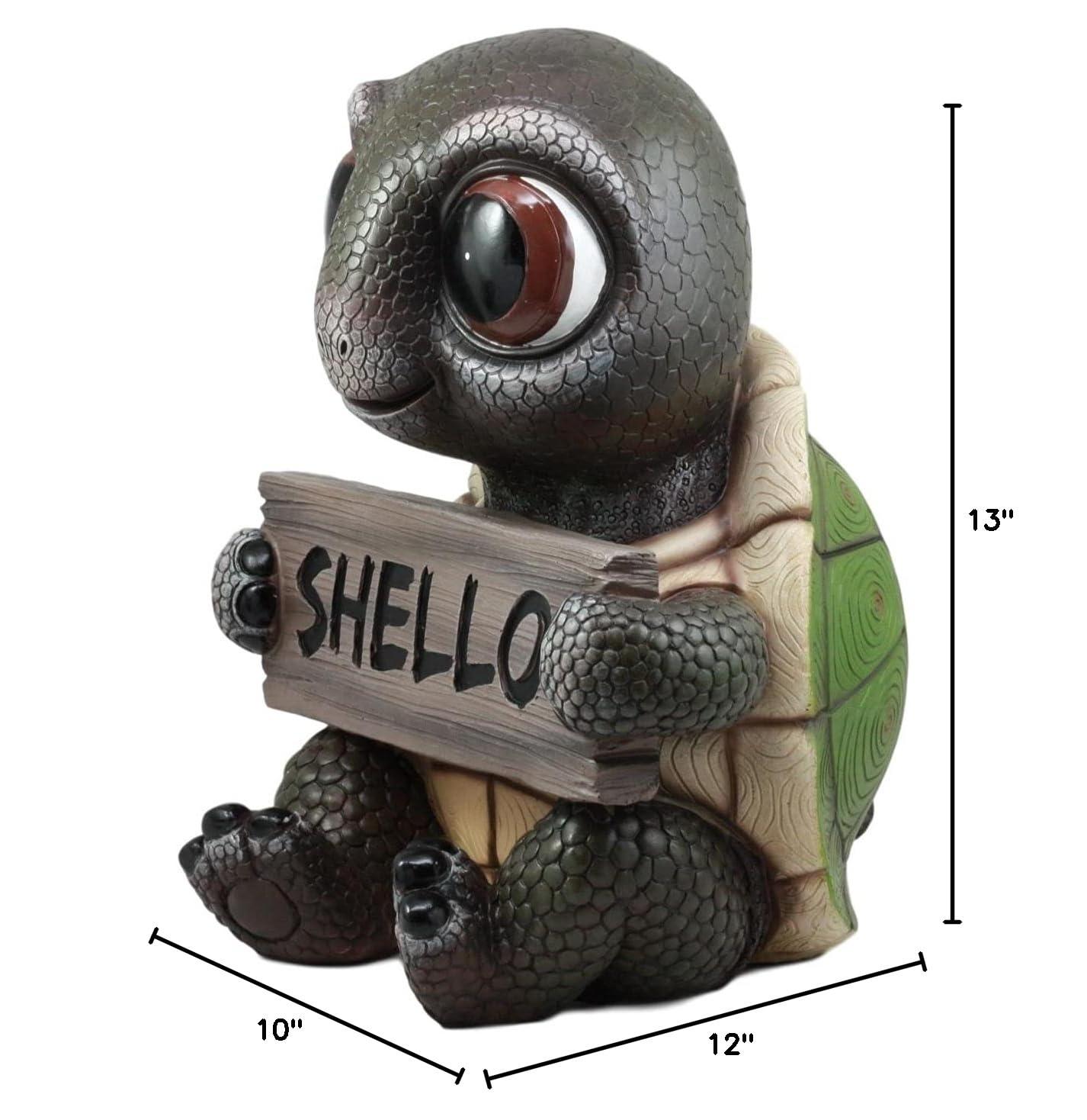 Large Painted Resin Baby Turtle Welcome Sign Statue
