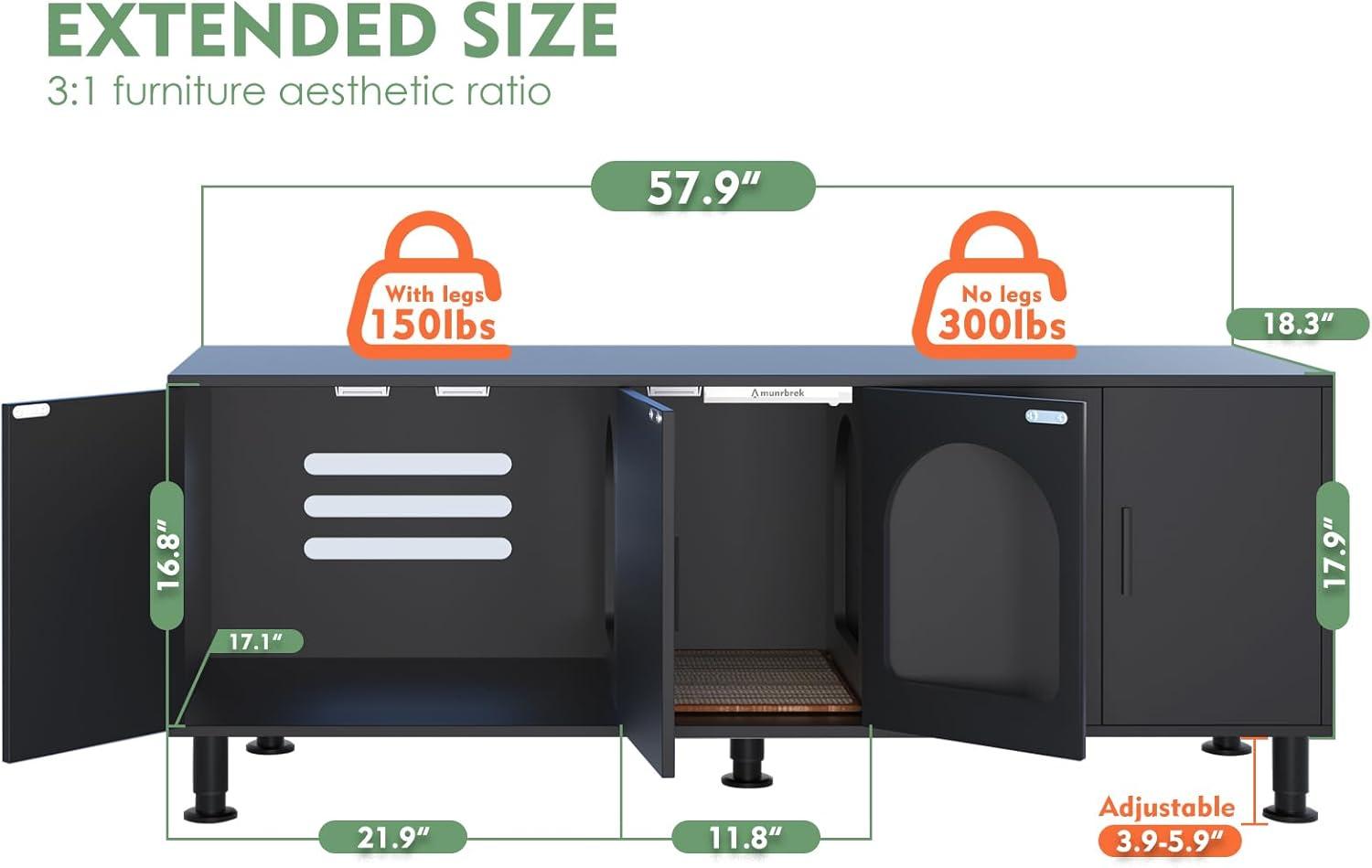 Tucker Murphy Pet™ Litter Box Enclosure for 2 Cats, Cat Litter Box Enclosure Furniture with Double Room