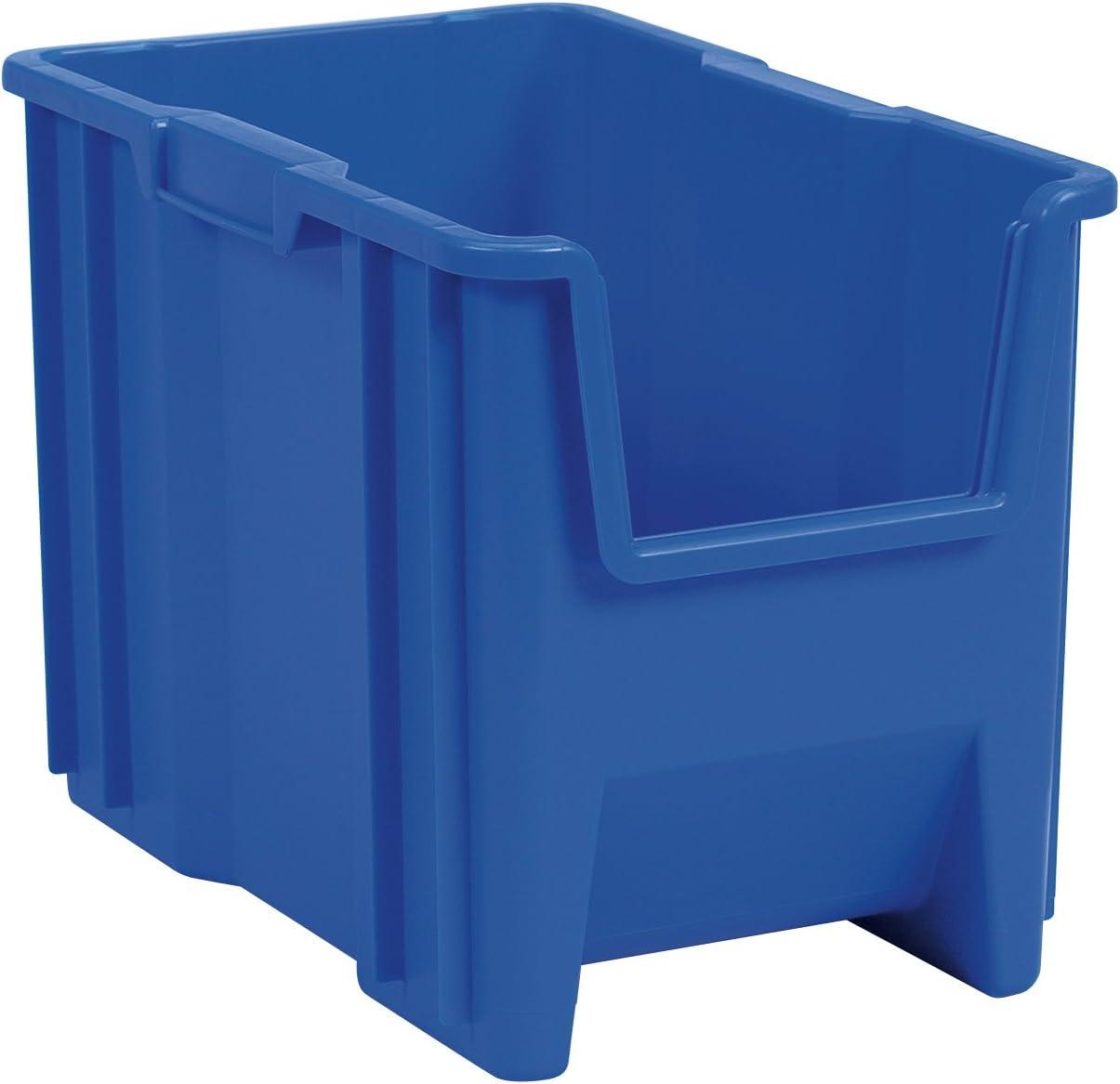 Akro-Mils Stak-N-Store 13014 Large Storage Bins Stackable Heavy Duty Containers, 17.5"x11"x12.5", Blue, 4-Pack