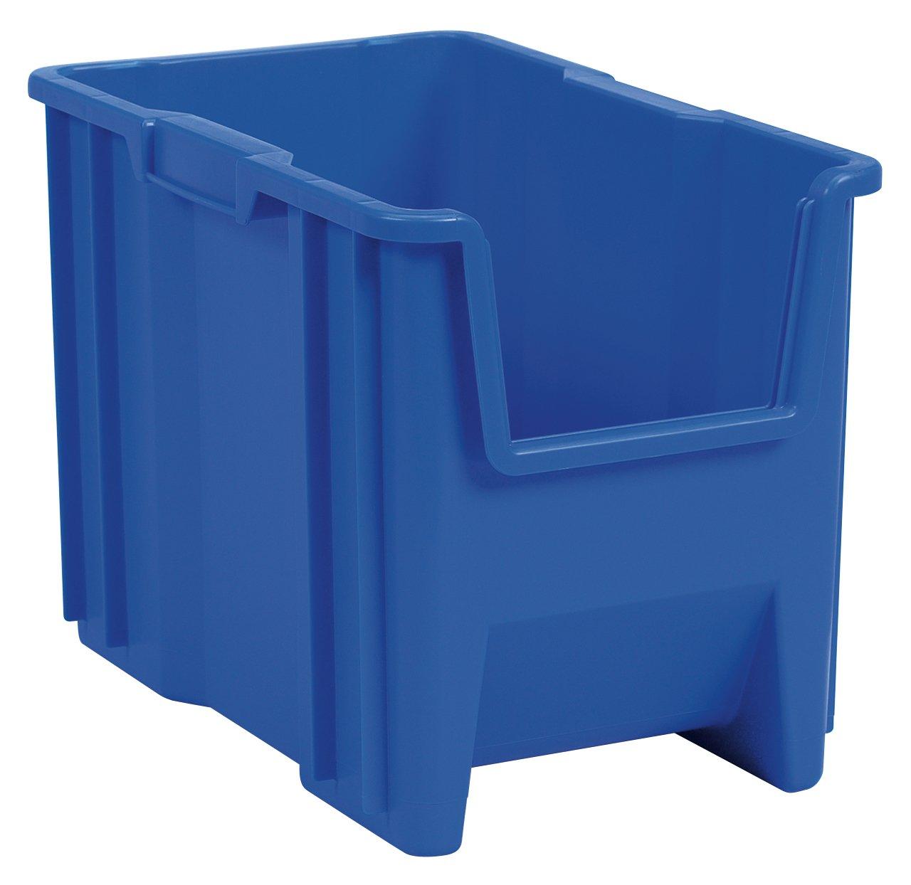 Akro-Mils Stak-N-Store 13014 Large Storage Bins Stackable Heavy Duty Containers, 17.5"x11"x12.5", Blue, 4-Pack
