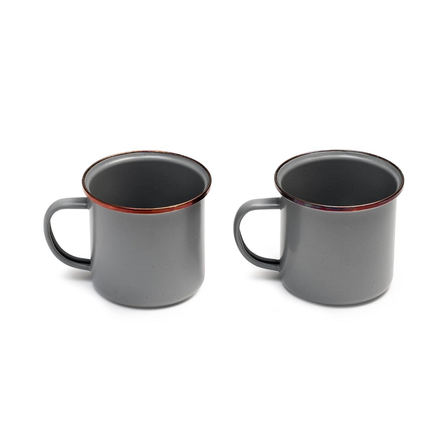 Barebones Enamelware Dining Collection - Slate Gray, Enamel Cup Set