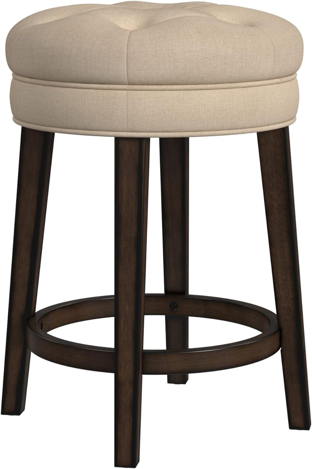 Krauss Backless Counter Height Barstool: Linen Upholstery, Charcoal Wood Frame - Hillsdale Furniture