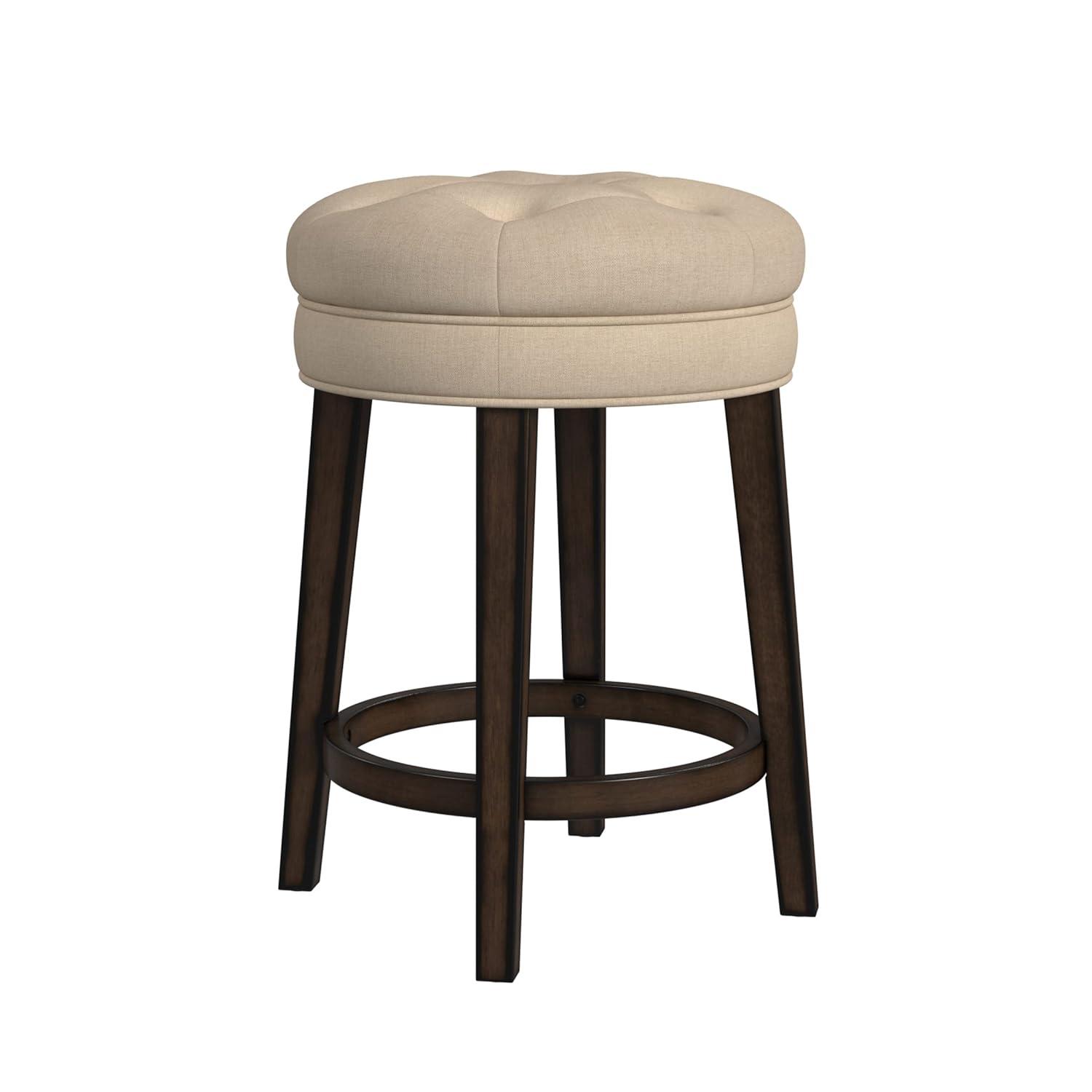 Krauss Backless Counter Height Barstool: Linen Upholstery, Charcoal Wood Frame - Hillsdale Furniture