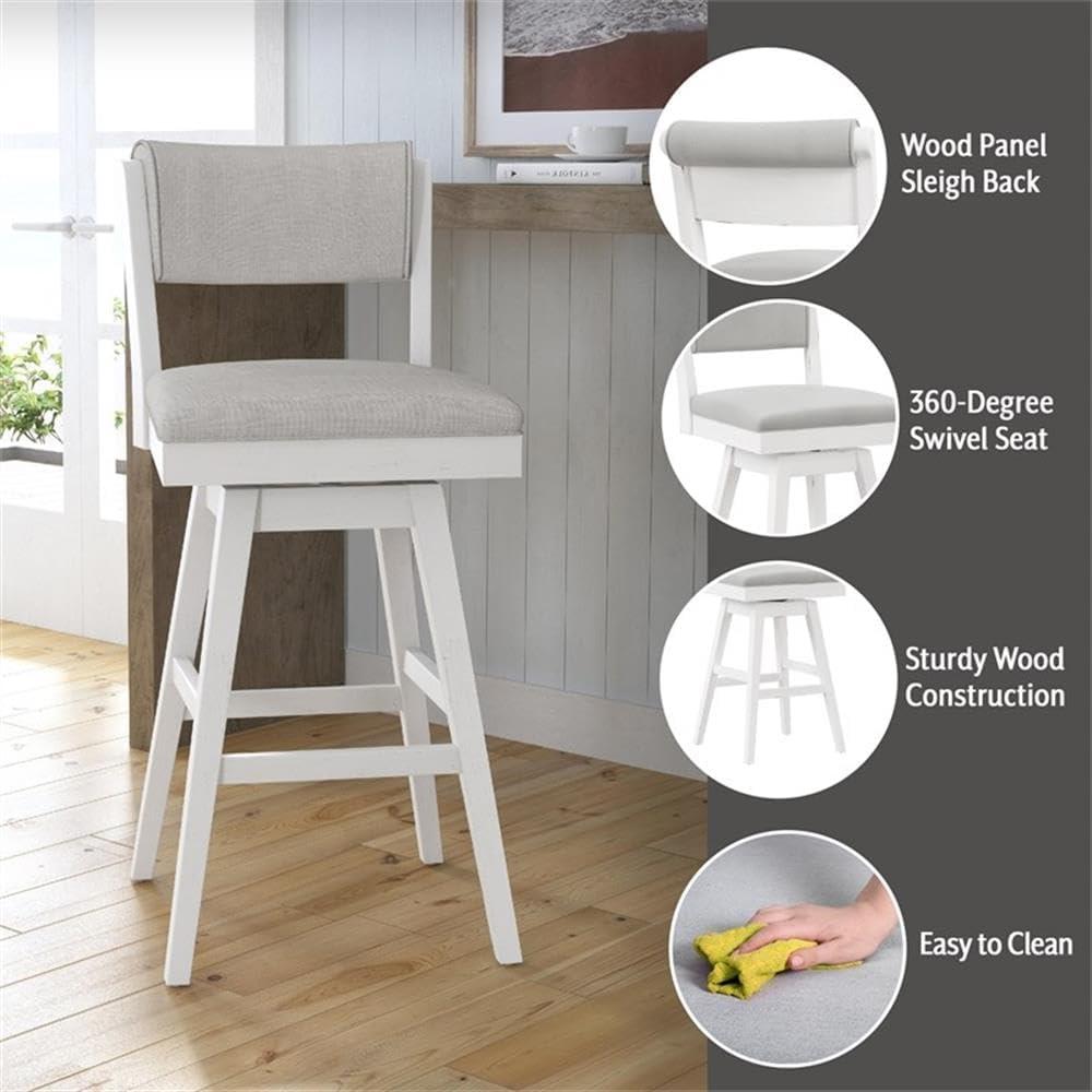 Clarion Wood and Upholstered Bar Height Swivel Stool Sea White - Hillsdale Furniture