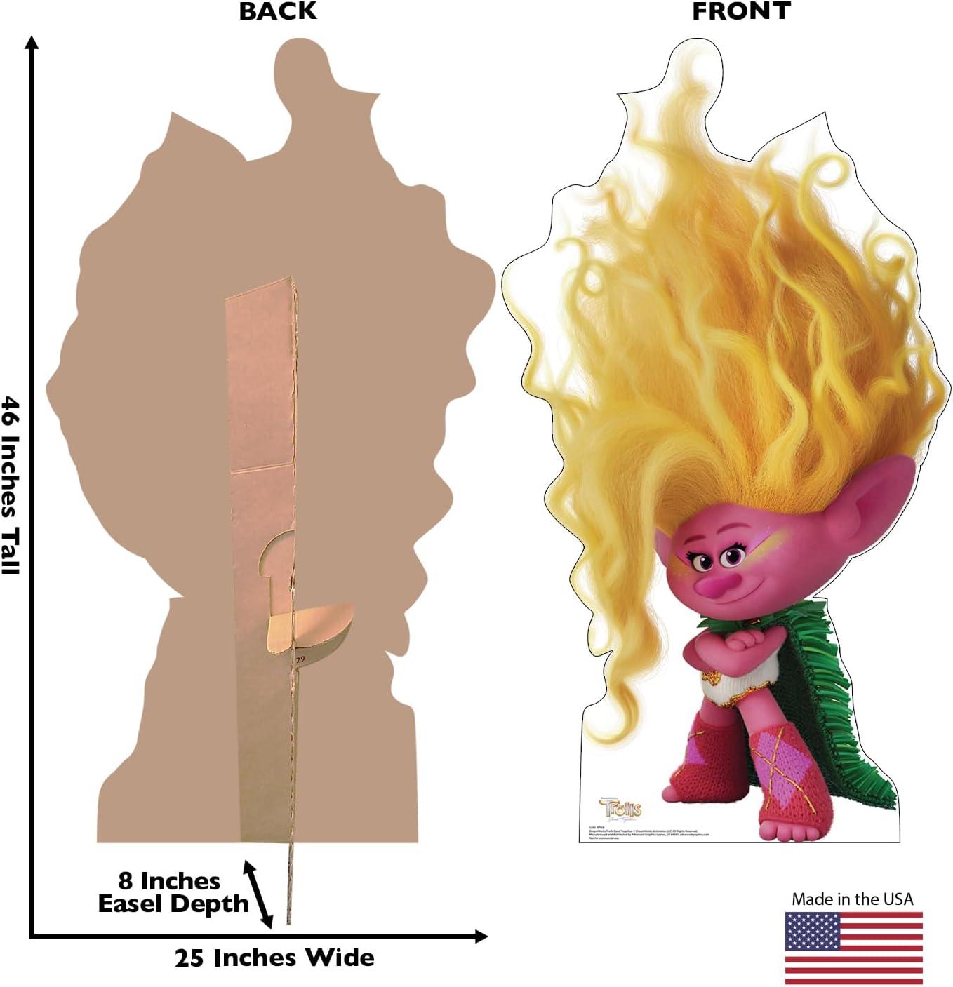 46'' Pink and Yellow Trolls Cardboard Standup