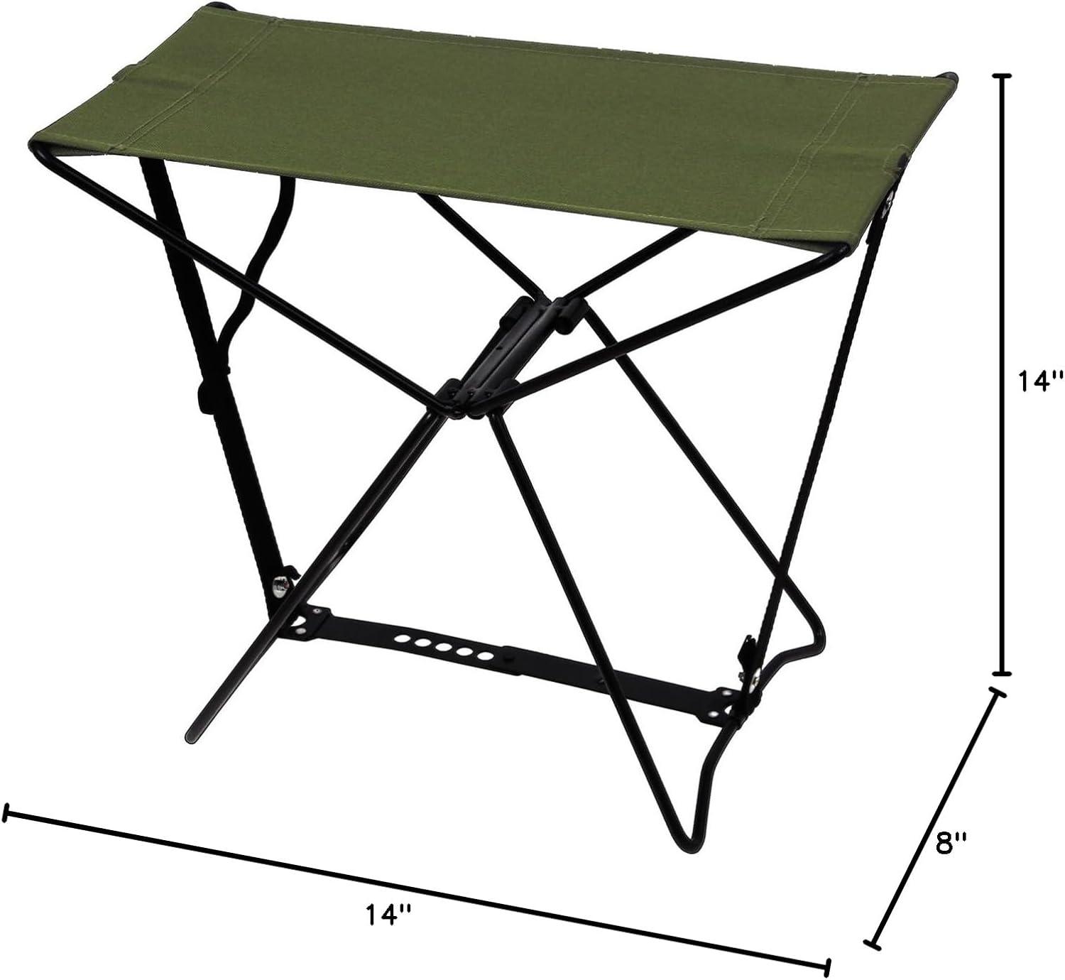 Olive Drab Folding Camp Stool with Black Metal Frame