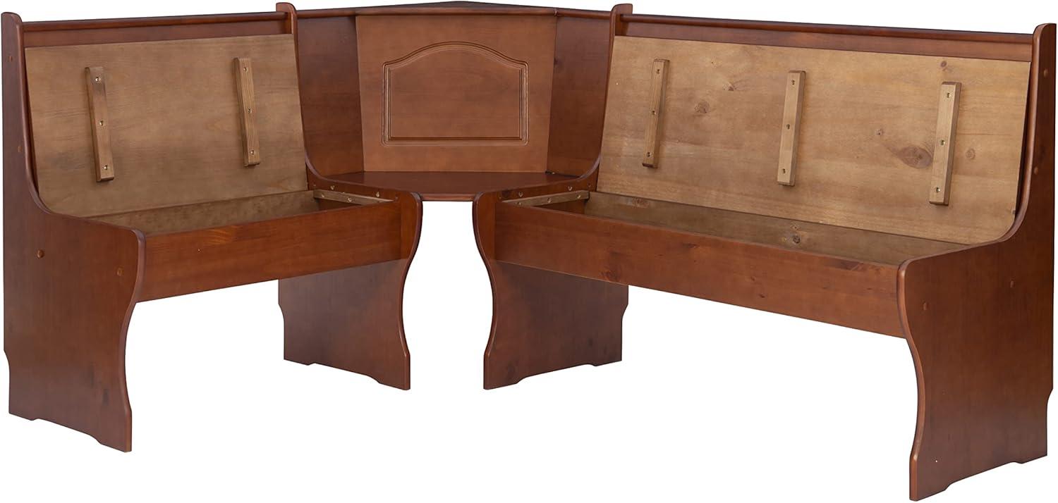 3pc Chelsea Breakfast Corner Nook Dining Table Set Walnut - Linon