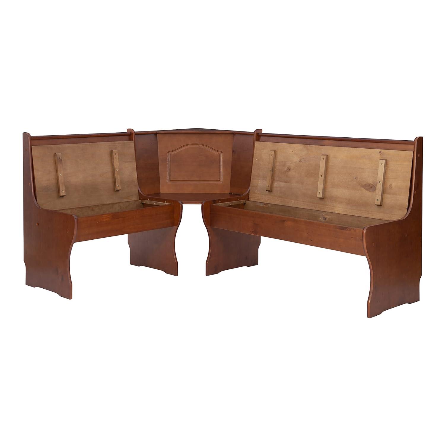 3pc Chelsea Breakfast Corner Nook Dining Table Set Walnut - Linon