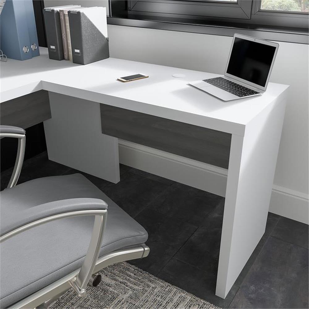 Echo 36W Desk Return in Pure White and Modern Gray - Engineered Wood