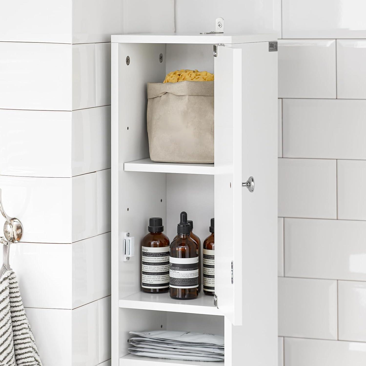 White Tall MDF Cabinet with Adjustable Shelving