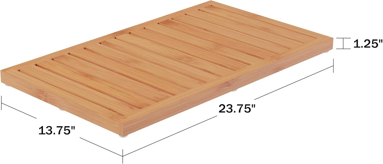 Bamboo Bath Mat Set – 2-Pack Non-Slip Wooden Bath Mats with Slatted Design for Indoor/Outdoor Bathtub, Shower, Sauna, Pool, or Hot Tub by Lavish Home