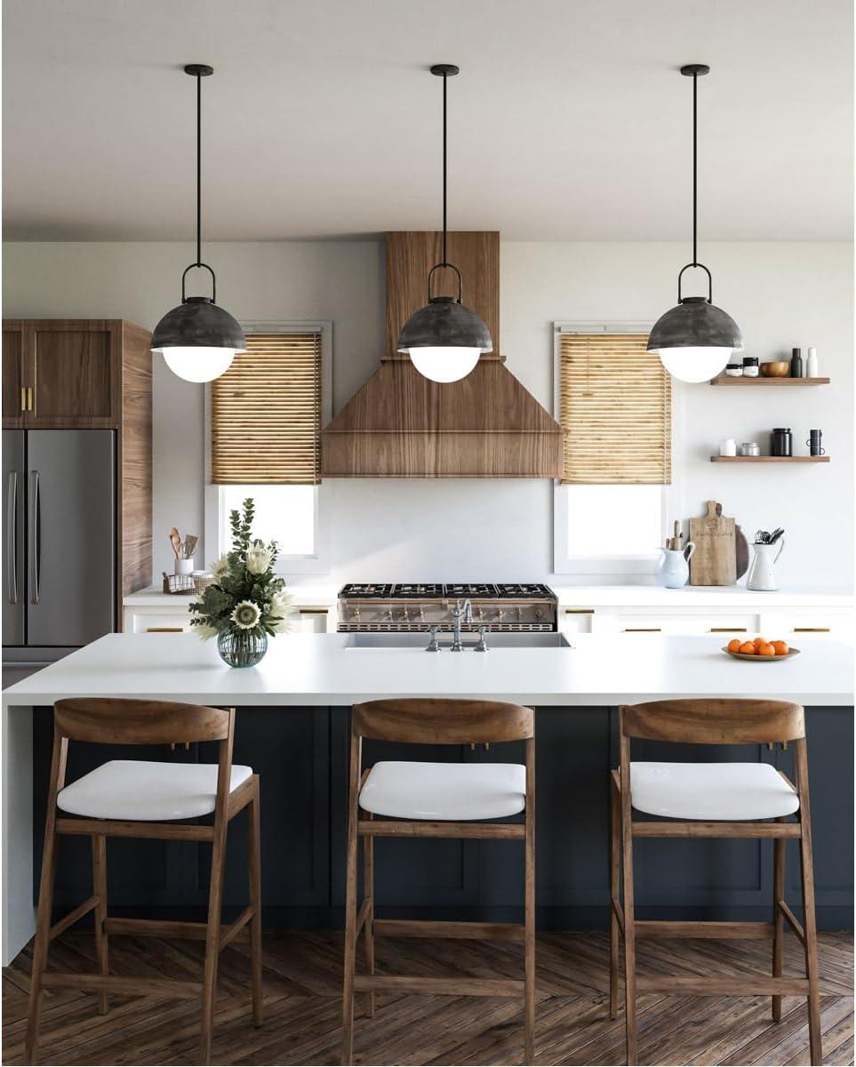 Harper Matte Black Glass Bowl Pendant Light