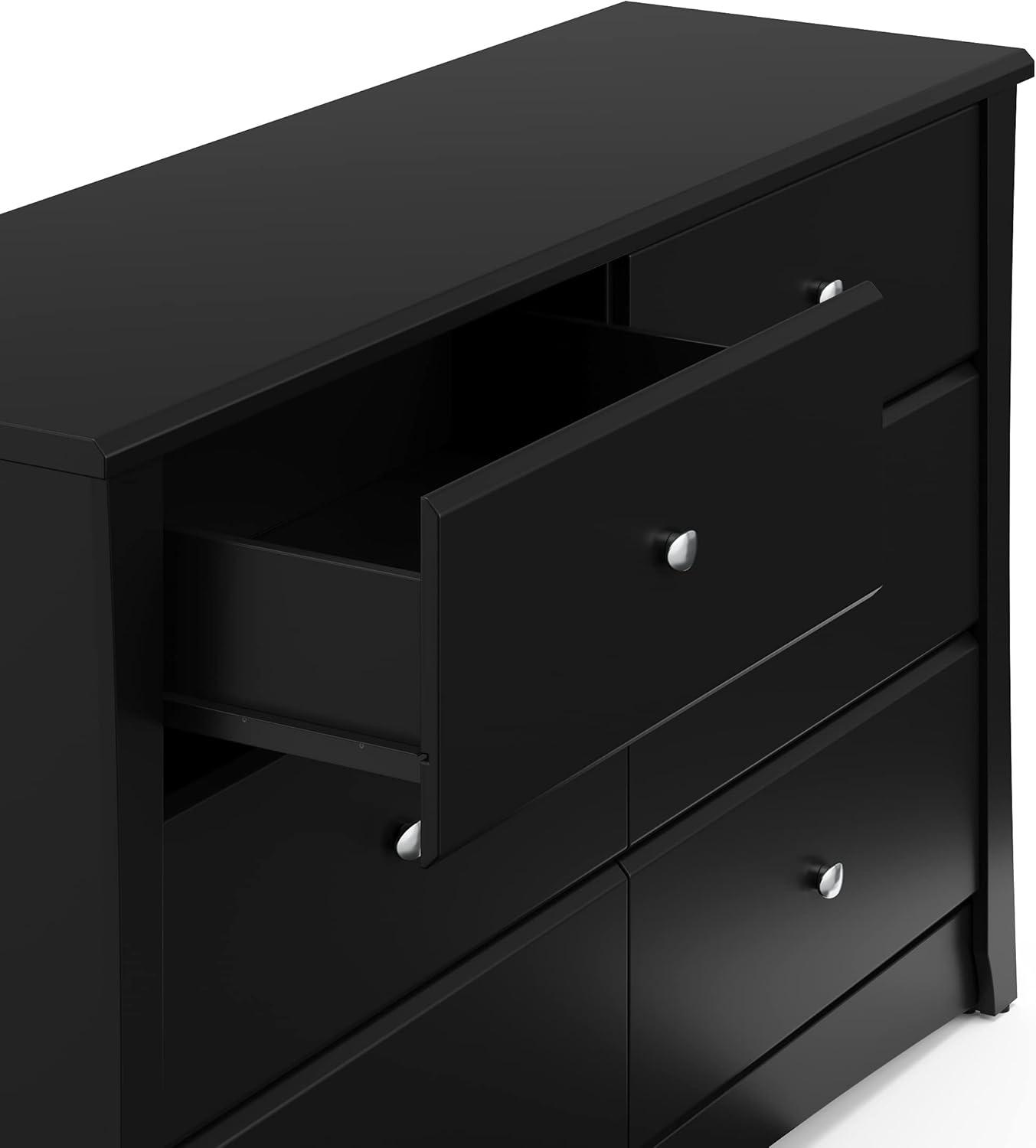 Storkcraft Crescent 6 Drawer Nursery Double Dresser, Black