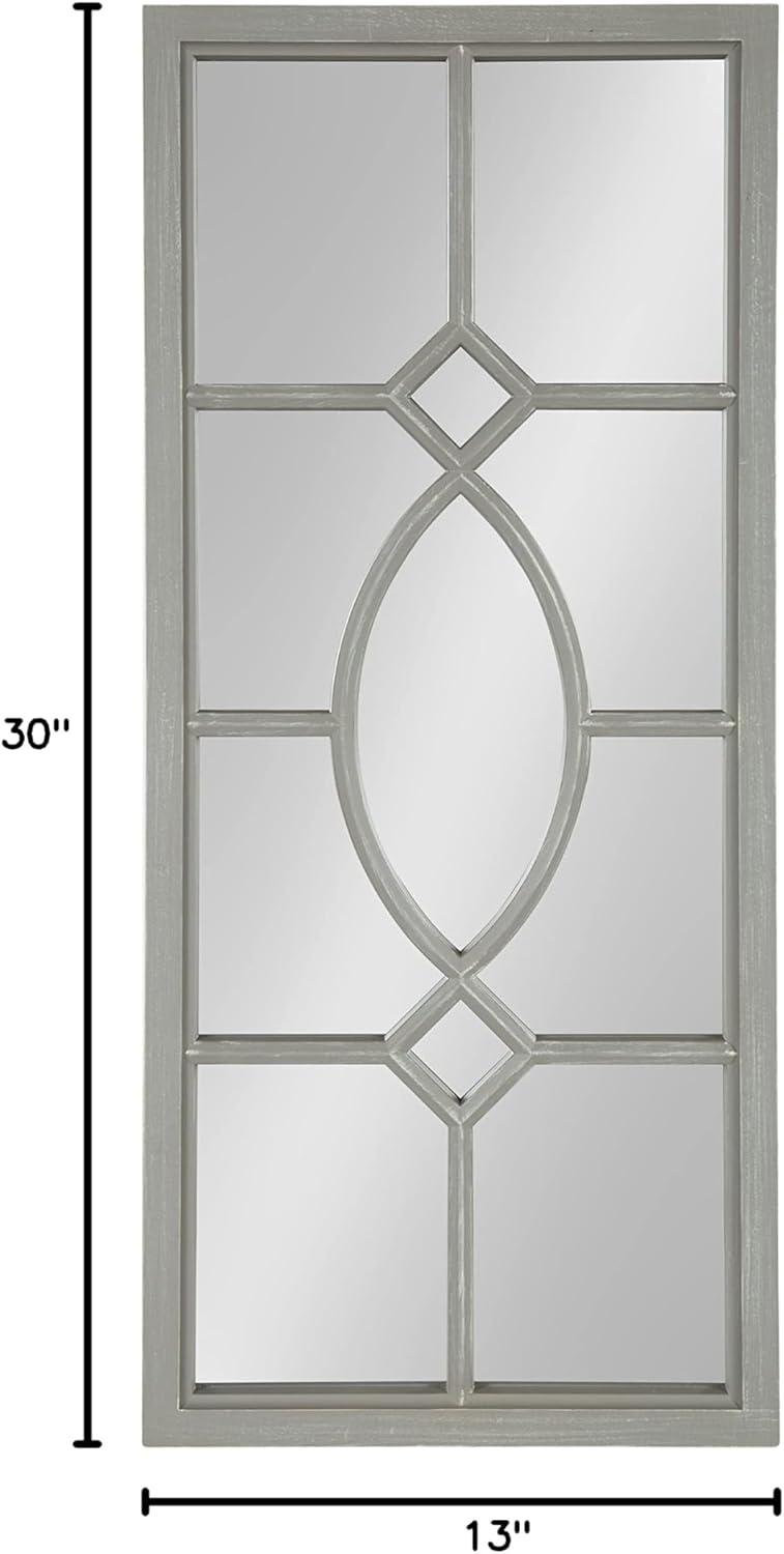 Kate and Laurel Cassat Casual Farmhouse Window Wall Accent Mirror, Rustic Gray