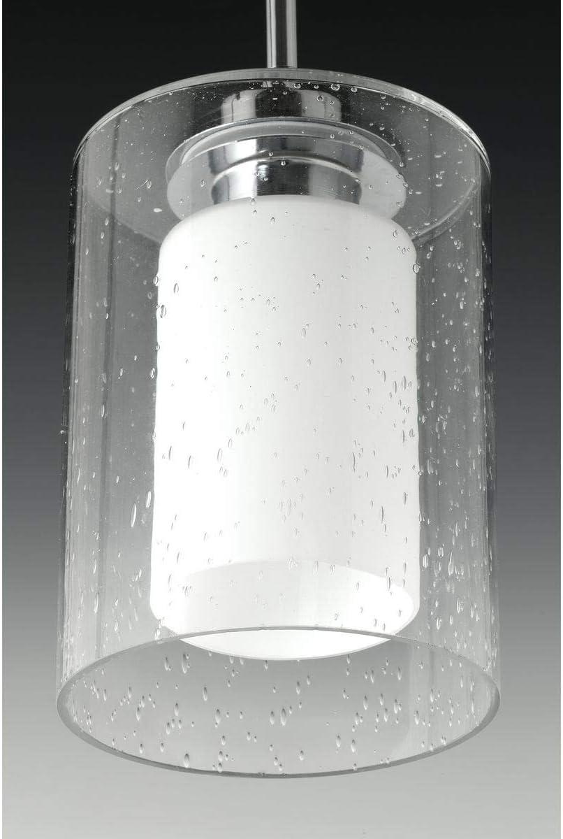 Elegant Polished Chrome Mini-Pendant with Seeded & Etched Glass