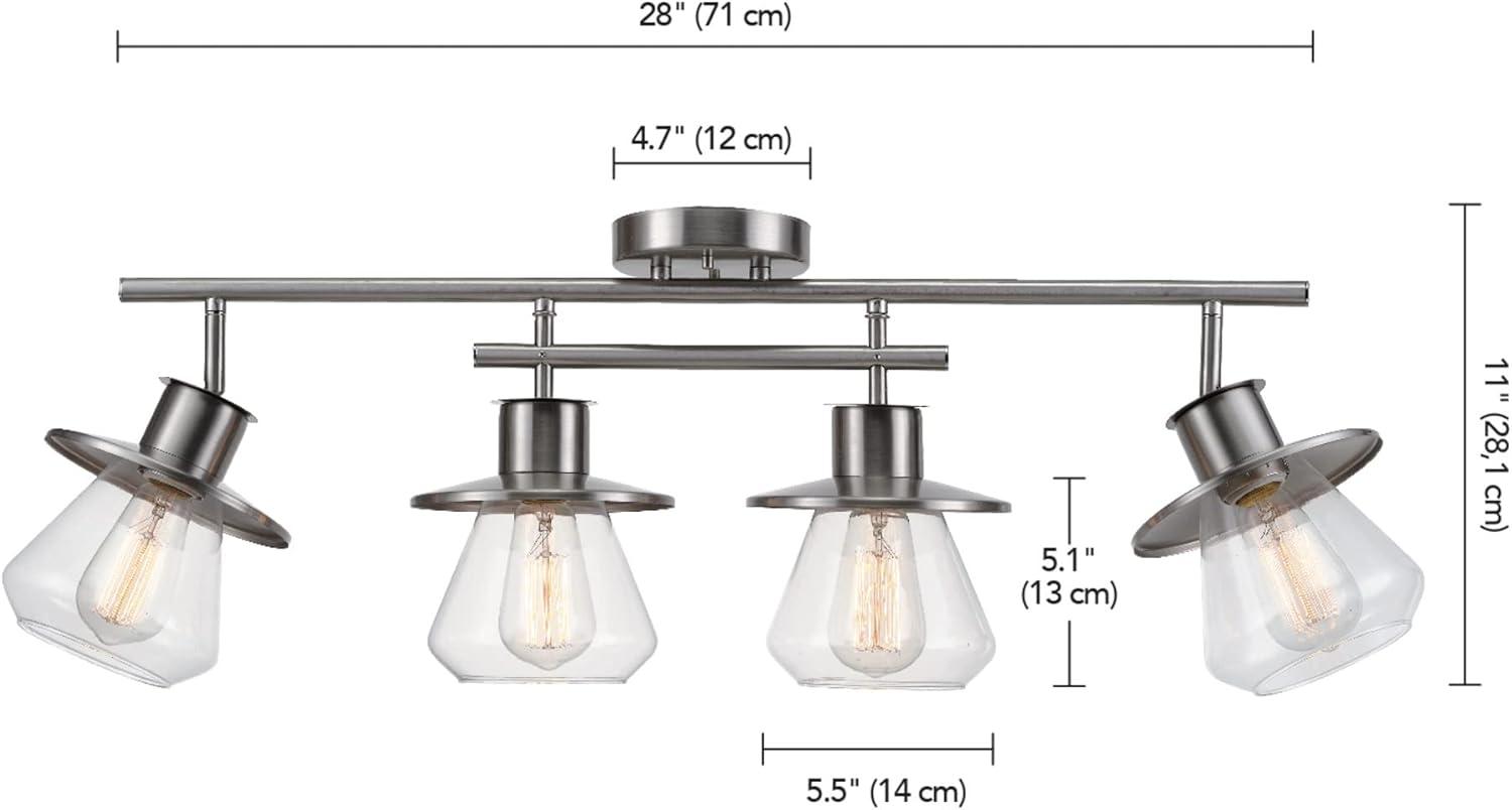 Globe Electric Nate 4-Light Brushed Nickel Track Lighting Kit with Clear Glass Shades, 57504