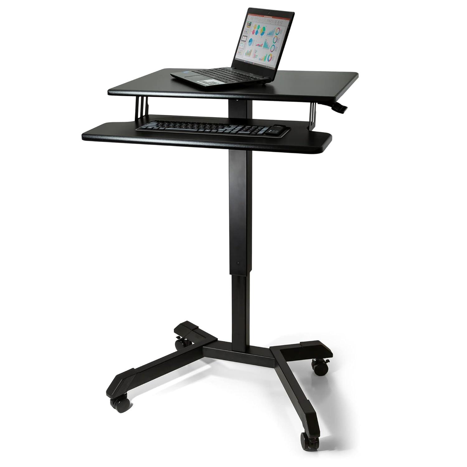 Victor High Rise��� Mobile Adjustable Standing Desk with Keyboard Tray