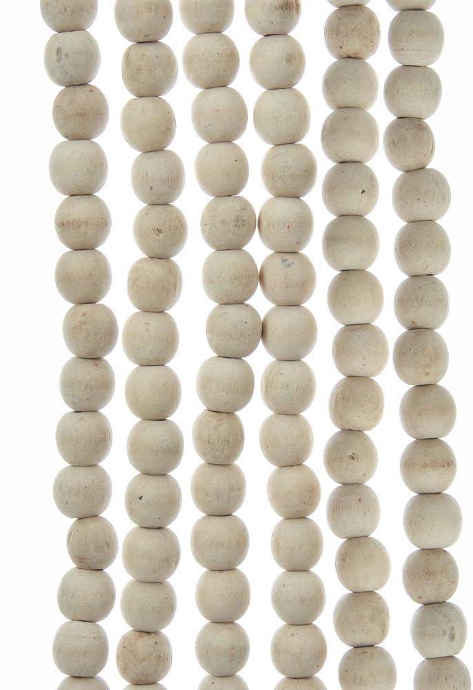 Kurt Adler Natural Unfinished Wooden Round Beaded Garland, 9ft