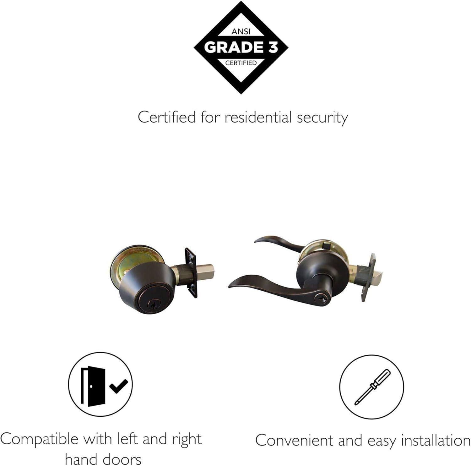 Complete Stratford Entry Lever Set with Single Cylinder Deadbolt