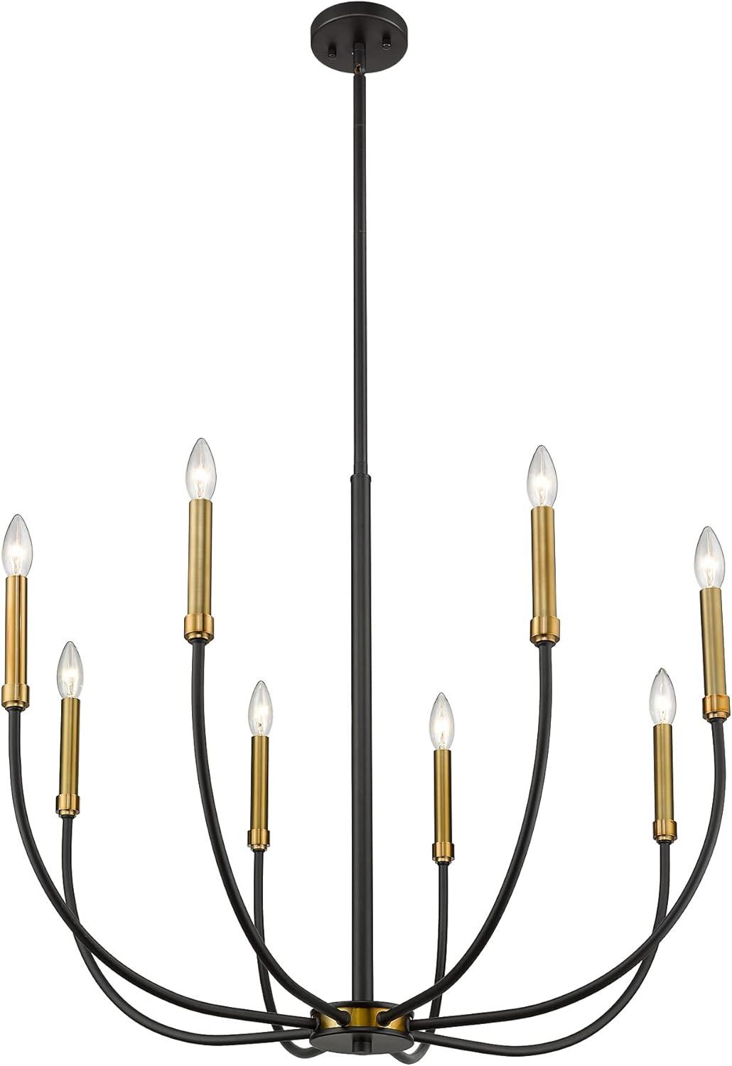 Haylie Opulent Oversized Brass & Matte Black 8-Light Chandelier