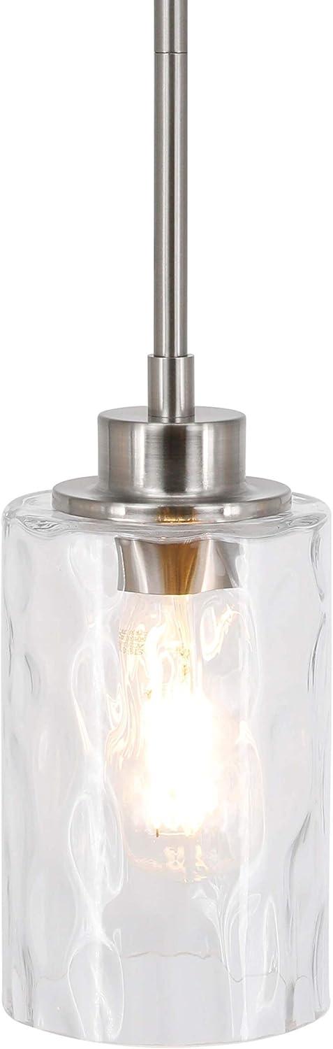 Modern Brushed Nickel Adjustable Glass Mini Pendant Light