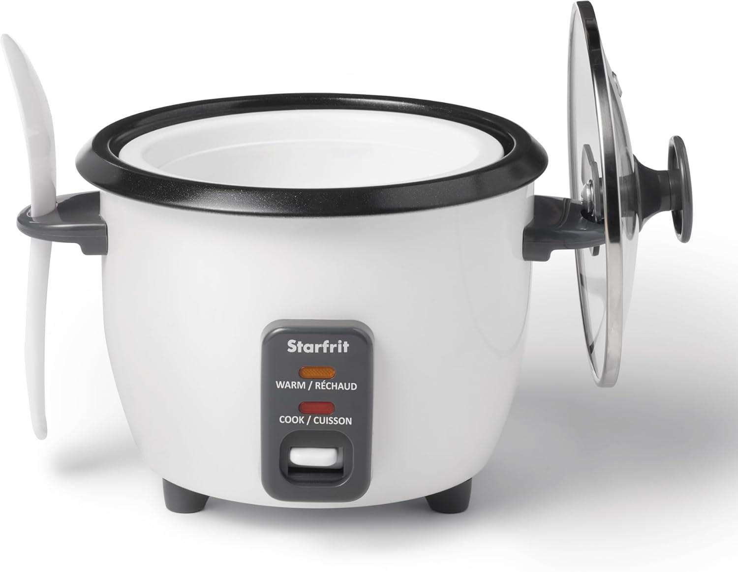White Ceramic Non-stick Electric Rice Cooker with Steamer Basket