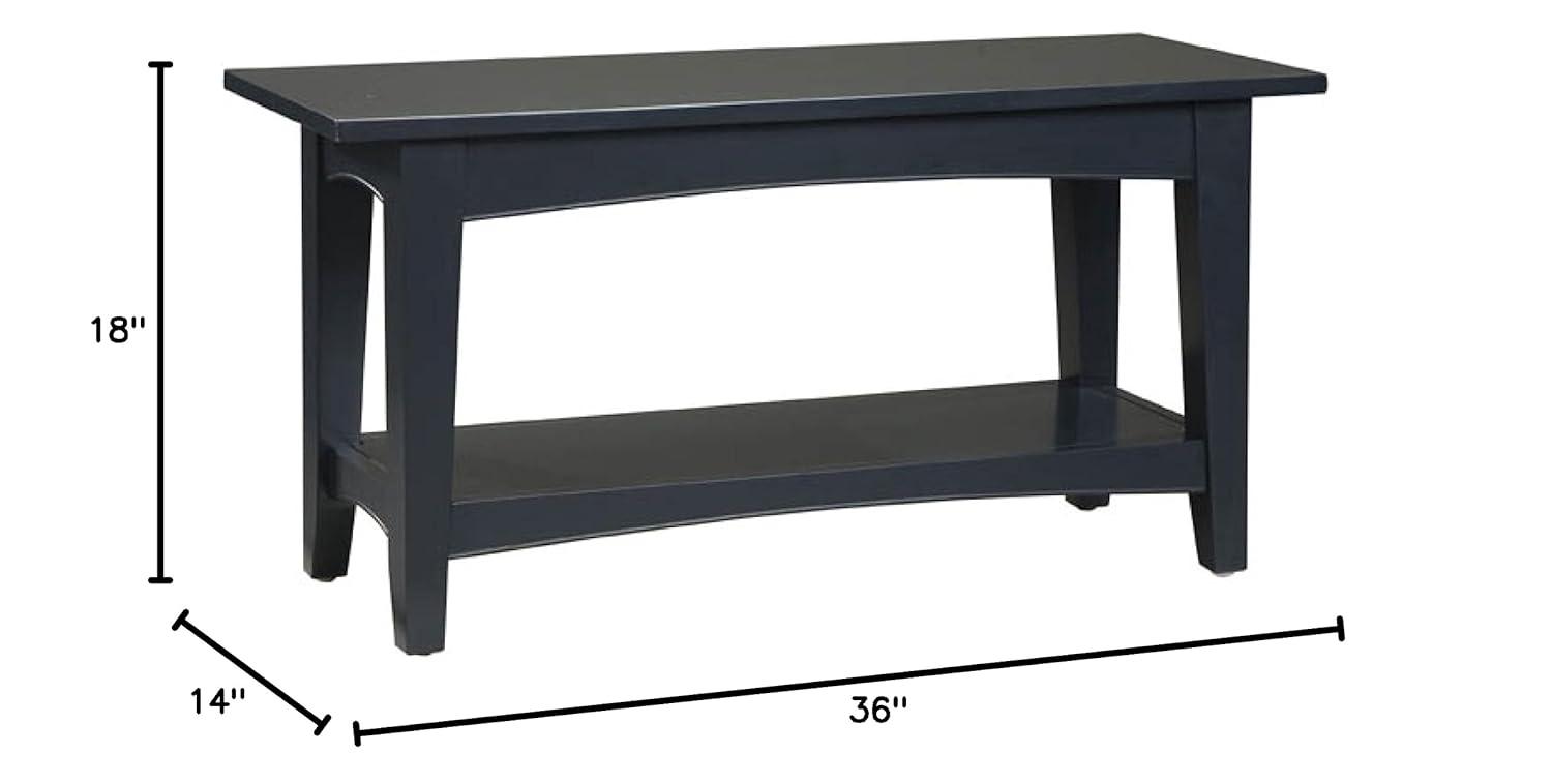 Alaterre Shaker Cottage Bench with Shelf, Espresso